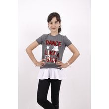 Toontoy Kız Çocuk Dance Pul Nakışlı Tunik - 8 Yaş - Antrasit Melanj