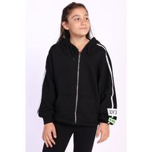 Toontoy Kız Çocuk Kol Üstü Şeritli Armalı Salaş Hırka