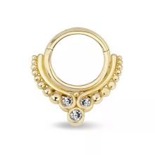 Top Toplu Üç Taşlı Altın Helix Piercing