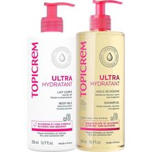 Topicrem Ultra Hydratant 500 ml Body Milk + Ultra Hydratant 500 ml Kofre Shower Oil