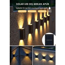 Toptan Bulurum 4 Ledli Solar Çift Taraflı Duvar Lambası Güneş Enerjili Aydınlatma Dekorasyon Işık Aplik
