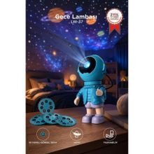 Torima Astronot Projektör Star Gökyüzü Kumandalı Aydınlatma Gece Lambası LW37 Mavi
