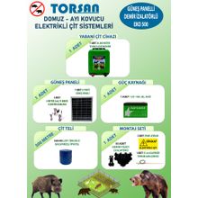 Torsan Eko Plus 500 Domuz Ayı Kovucu 500 mt Güneş Panelli Elektrikli Çit Sistemi