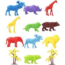 ToruToys 669 Toy Play 12 Parça 4-6 cm Renkli Mini Vahşi Hayvanlar Figür Seti