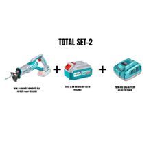 Total Set-2 (Total Lı-Ion Akülü Kömürsüz Tilki Kuyruğu TRSLI2108+LI-ION Batarya 20V 4.0 Ah TFBLI2002+HIZLI Şarj Aleti 20V 4.0 Ah TFCLI20411E)