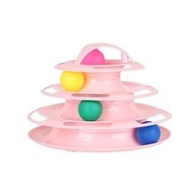 Tower Of Tracks Pembe 24x13 cm 4 Katlı Tüylü Yuvarlak Kedi Oyuncağı