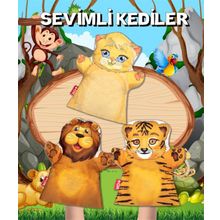 Tox 3 Parça Sevimli Kediler Keçe El Kukla Set Eğitici Oyuncak