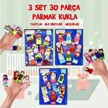 Tox T181 T752 T762 Taşıtlar Aile Bireyleri ve Meslekler 3 Set 30 Parça Parmak Kukla