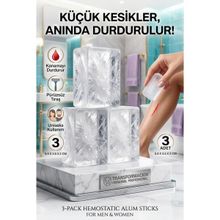 Transformacion 3'lü Paket Kan Durdurucu Kan Taşı | Tıraş ve Kesik Için Anında Şap Taşı | Styptic Alum Blok 723125