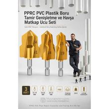 Transformacion Plastik Boru Kalemtraş Kademeli Boru Açma Pvc Pprc Boru Tamir Delme Genişletme Onarımı Için 3lü Havşa Seti 721691