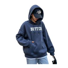 Trendseninle Better Baskılı Lacivert Oversize Kadın Sweatshirt
