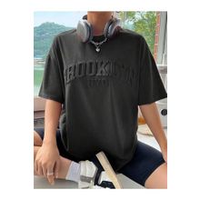Trendseninle Brooklyn Nyc Baskılı Füme Oversize Kadın T-shirt
