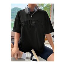 Trendseninle Brooklyn Nyc Baskılı Siyah Oversize Kadın T-shirt