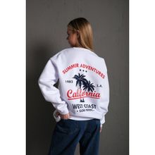 Trendseninle California Oversize Beyaz Kadın Sweatshirt