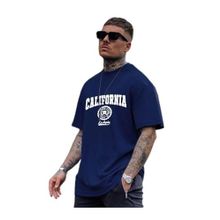 Trendseninle California United State 91 Baskılı Lacivert Oversize Erkek T-shirt