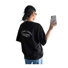 Trendseninle Capable Baskılı Siyah Oversize Kadın T-shirt