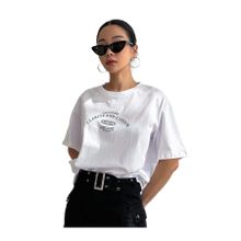 Trendseninle Clarity And Candor Baskılı Beyaz Oversize Kadın T-shirt