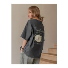 Trendseninle Fructification Baskılı Füme Oversize Kadın T-shirt
