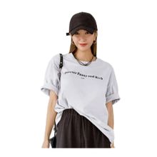 Trendseninle Funny And Rich Baskılı Beyaz Oversize Kadın T-shirt