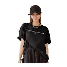 Trendseninle Funny Baskılı Siyah Oversize Kadın T-shirt