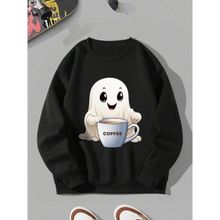 Trendseninle Ghost Siyah Bisiklet Yaka Kadın Sweatshirt