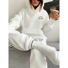 Trendseninle I Am Perfect Baskılı Beyaz Oversize Alt Üst Kadın Eşofman Takımı