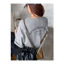 Trendseninle Kind Hearted Baskılı Gri Oversize Kadın T-shirt