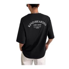 Trendseninle Kind Hearted Baskılı Siyah Oversize Kadın T-shirt