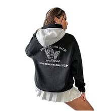 Trendseninle Livable California Sırt Baskılı Siyah Beyaz Oversize Kapüşonlu Sweatshirt