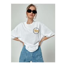 Trendseninle Logo Baskılı Hope Beyaz Kadın T-shirt