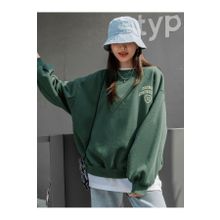 Trendseninle Merry Cheerful Baskılı Yeşil Oversize Bisiklet Yaka Kadın Sweatshirt