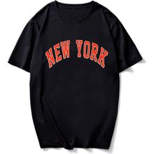 Trendseninle New York Kırmızı Baskılı Siyah Oversize Erkek T-shirt