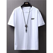 Trendseninle NY Baskılı Oversize Beyaz Oversize Erkek T-shirt