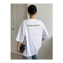 Trendseninle Perseverance Baskılı Beyaz Oversize Kadın T-shirt