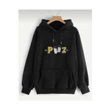 Trendseninle Piiz Yazı Baskılı Siyah-Beyaz Kadın Sweatshirt