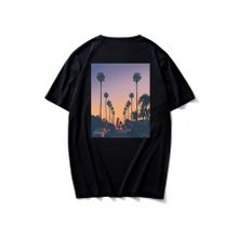 Trendseninle Tropical Sırt Baskılı Siyah Oversize Erkek T-shirt