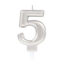 Trendypazar Gümüş Renk 5 Rakamı Mum