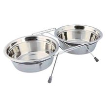 Trixie 2x1.5 lt 25 cm Gri Tıkırtısız Paslanmaz Çelik Köpek Mama Su Kabı