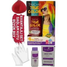 Trucare Truecolor Biber Kızılı Saç Açıcı ve Eldivenli Saç Boyası Seti