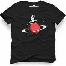 Tshirthane Astronaut Stay on Saturn Biker Siyah Erkek T-shirt