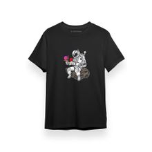 Tshirthane Astronot Siyah Erkek T-shirt