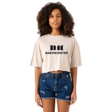Tshirthane Babymonster Logo Bej Kadın Crop