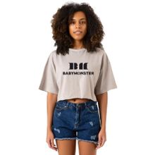 Tshirthane Babymonster Logo Taş Rengi Kadın Crop