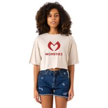 Tshirthane Babymonster Monstiez Bej Kadın Crop