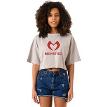 Tshirthane Babymonster Monstiez Taş Rengi Kadın Crop
