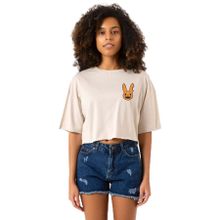 Tshirthane Bad Bunny Halloween Monstiez Bej Kadın Crop