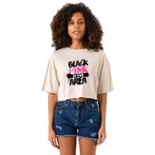 Tshirthane Black Pink In Your Area Bej Kadın Crop