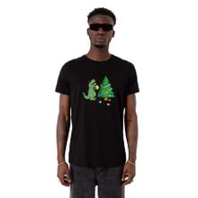 Tshirthane Dinosaur Christmas Tree Siyah Erkek T-shirt