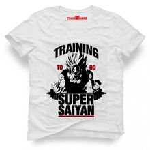 Tshirthane Dragon Ball Super Saiyan Traning Beyaz Erkek T-shirt