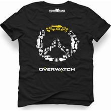 Tshirthane Overwatch logo Tipografi Siyah Erkek T-shirt